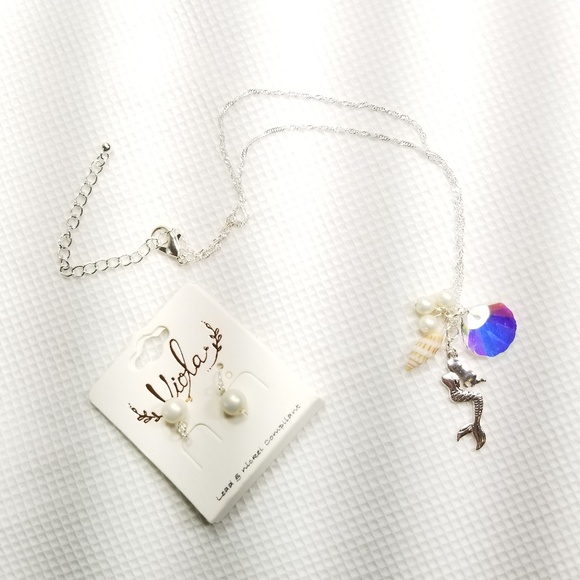 Mermaid Crystal Seashell Necklace Set 3039 - Picture 4 of 7